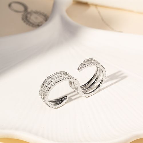 Anel Curvado com Zircônias Brancas - Prata 925