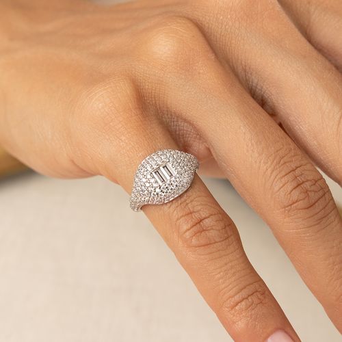 Anel Dedinho Cravejado com Zircônias Brancas - Prata 925