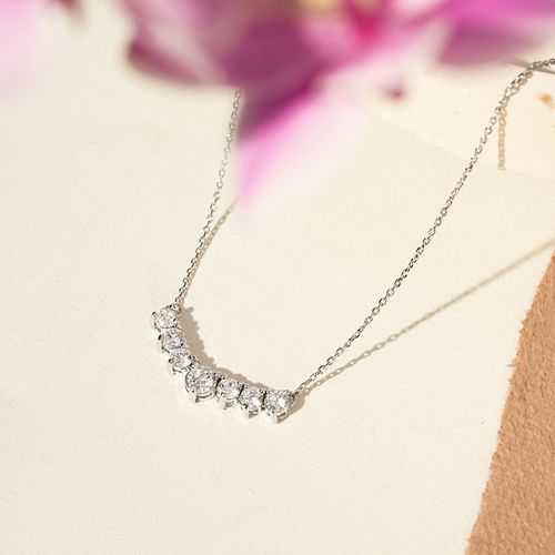 Colar Pontos com Zircônias Brancas 46cm - Prata 925