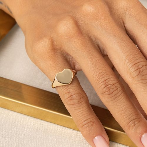 Anel Dedinho Coração Liso - Banho de Ouro 18k