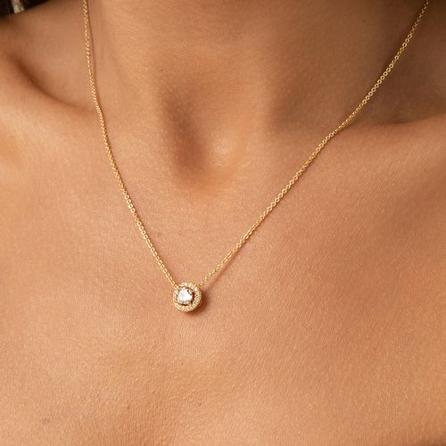 Conjunto Brinco e Colar Redondo 5mm com Zircônias Brancas 50cm - Banho de Ouro 18k