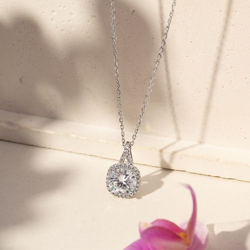 Colar Quadrado com Zircônia Premium 5A e Zircônias Brancas 50cm - Prata 925