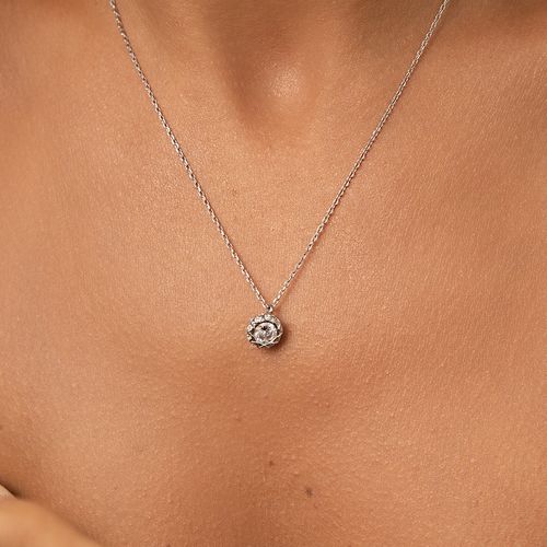 Colar Moissanite Lapidação Brilhante 5,5mm 0,6CT/66 Pontos e Zircônias Brancas D - VVS1 50cm - Prata 925
