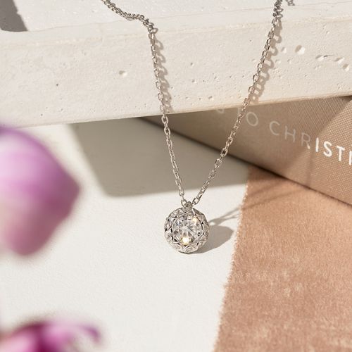 Colar Moissanite Lapidação Brilhante 5,5mm 0,6CT/66 Pontos e Zircônias Brancas D - VVS1 50cm - Prata 925