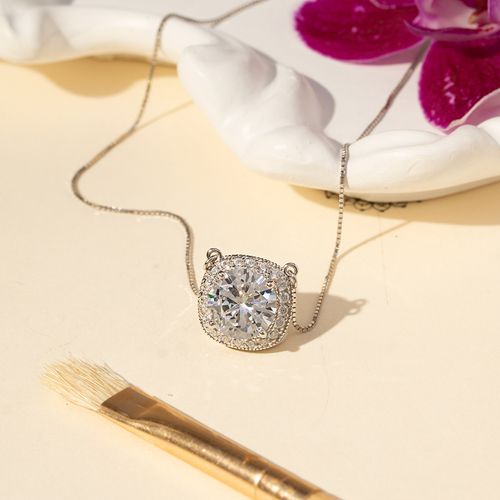 Colar Quadrado com Zircônias Brancas 50cm - Prata 925