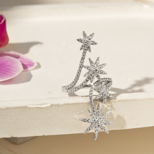 Anel Estrelas com Zircônias Brancas - Prata 925