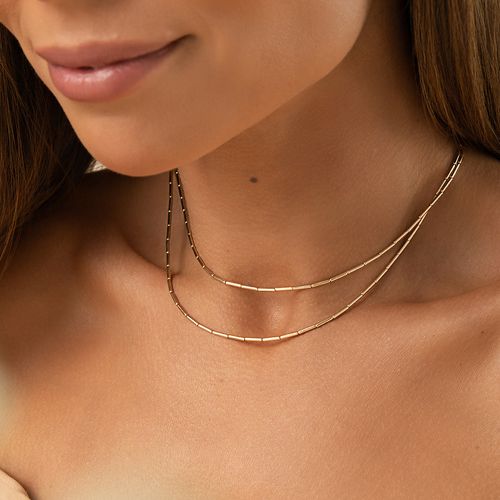 Colar Canutilhos Liso 80cm - Banho de Ouro 18k