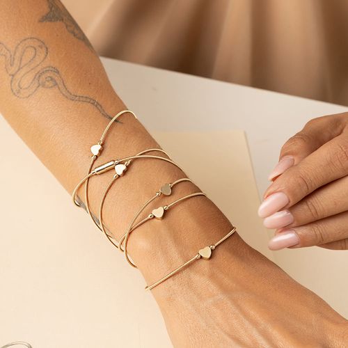 Pulseira Lisa Corda de Violão com Corações 100cm - Banho de Ouro 18k