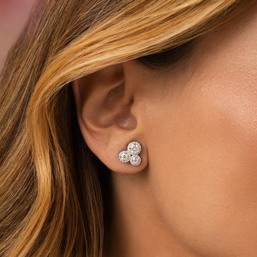 Brinco Moissanite Lapidação Brilhante 4mm 0,3CT/25 Pontos 3mm 0,110ct/11 Pontos 2,5mm/6 Pontos e Zircônias Brancas D - VVS1 - Prata 925