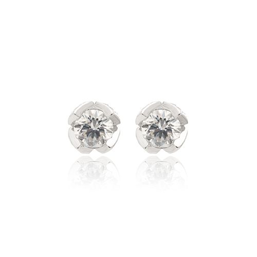 Brinco Moissanite Lapidação Brilhante 5mm 0,5CT/50 Pontos e Zircônias Brancas D - VVS1 - Prata 925