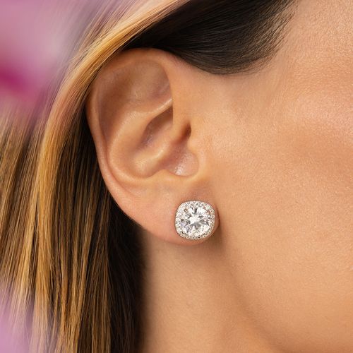 Brinco Quadrado com Zircônias Brancas - Prata 925