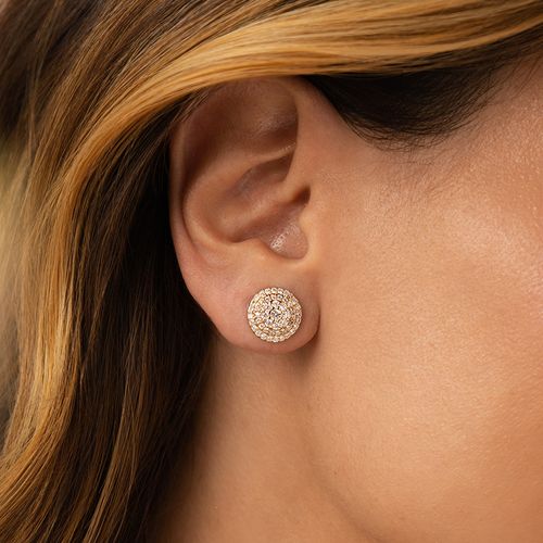 Brinco Redondo com Zircônias Brancas - Banho de Ouro 18k