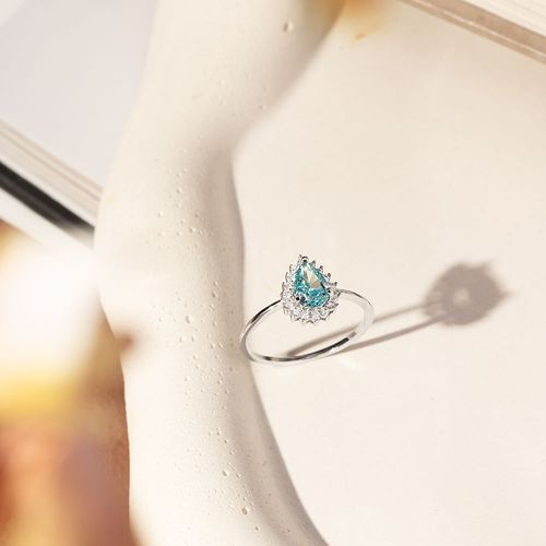 Anel Gotinha Crushed Ice Cutting London Topaz e Zircônias Brancas - Prata 925