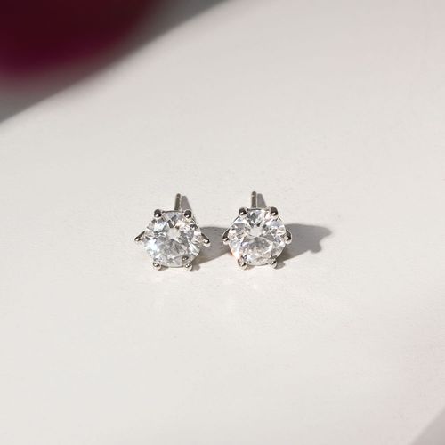 Brinco Moissanite Redondo 7mm 1,2 CT - D 120 Pontos VVS1 - Prata 925