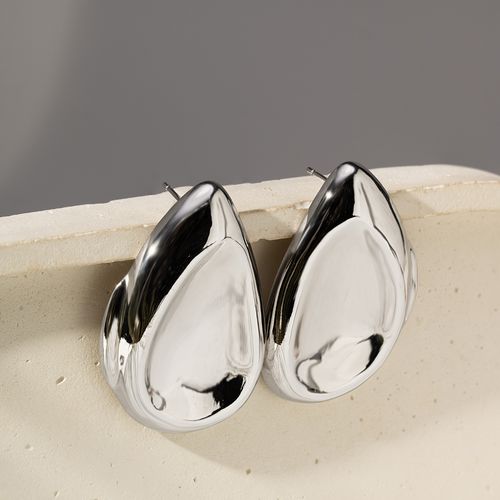 Brinco Liso Gota Orgânica - Banho de Ródio Branco