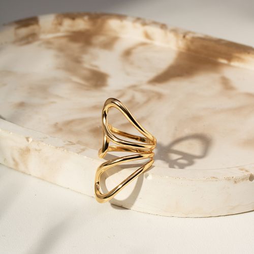 Anel Liso Abstrato - Banho de Ouro 18k