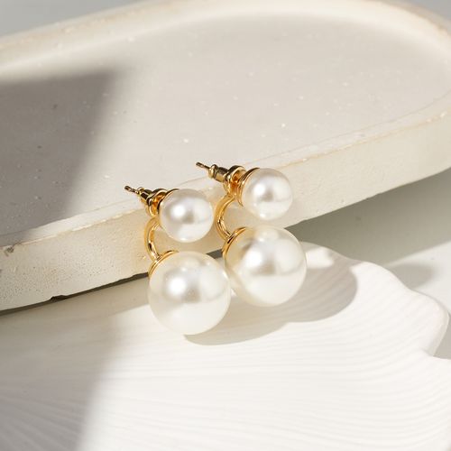 Brinco Earjacket Bolas com Pérolas Shell - Banho de Ouro 18k