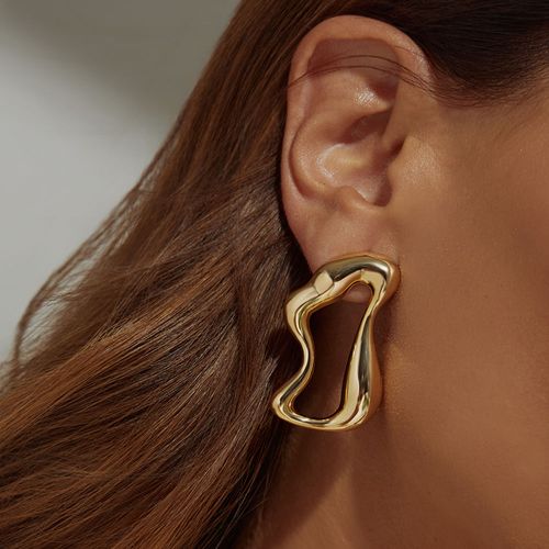 Brinco Orgânico Liso - Banho de Ouro 18k