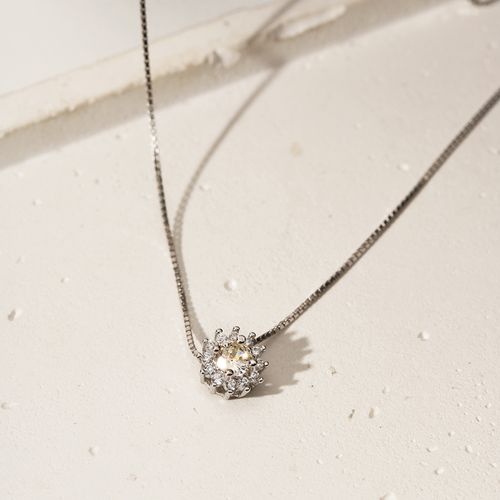 Colar Redondinho com Zircônia Fancy Yellow e Zircônias Brancas 50cm - Prata 925