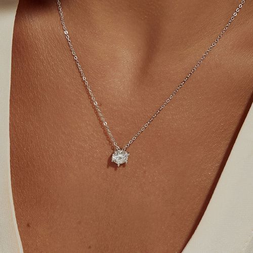 Colar Moissanite com Lapidação Brilhante de 7mm 1,20 CT / 120 Pontos D - VVS1 50cm - Prata 925