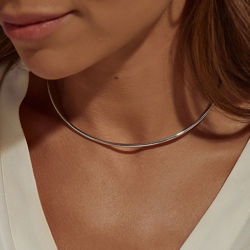 Gargantilha Aro Fino Lisa - Banho de Ródio Branco