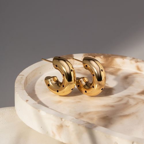 Brinco Argola com Furos Lisa - Banho de Ouro 18k