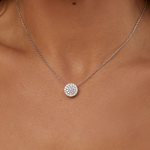 Colar Flor Cravejado com Zircônias Brancas 50cm - Prata 925