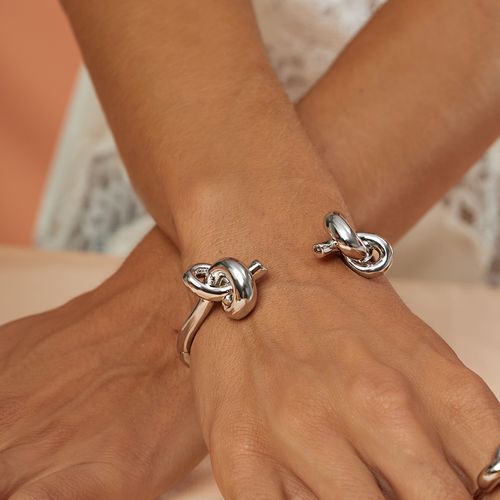 Bracelete Nó Liso - Banho de Ródio Branco