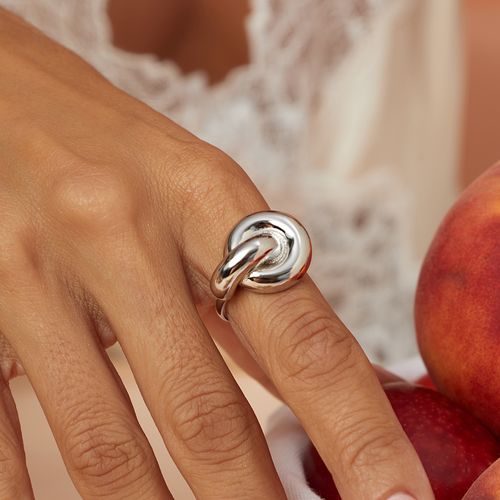 Anel Nó Liso - Banho de Ródio Branco