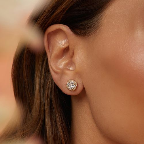 Conjunto Brinco e Colar Redondo 6mm com Zircônias Brancas 50cm - Banho de Ouro 18k