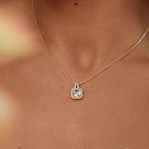 Conjunto Brinco e Colar Redondo 6mm com Zircônias Brancas 50cm - Banho de Ouro 18k