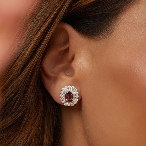 Brinco Lapidação Oval com Turmalina Natural 6x8 e Moissanites - D VVS1 - Prata 925