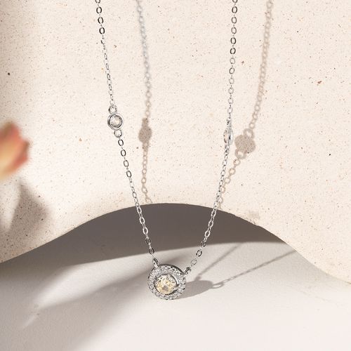 Colar Redondo com Zircônia Crushed Ice Fancy Yellow e Zircônias Brancas 50cm - Prata 925