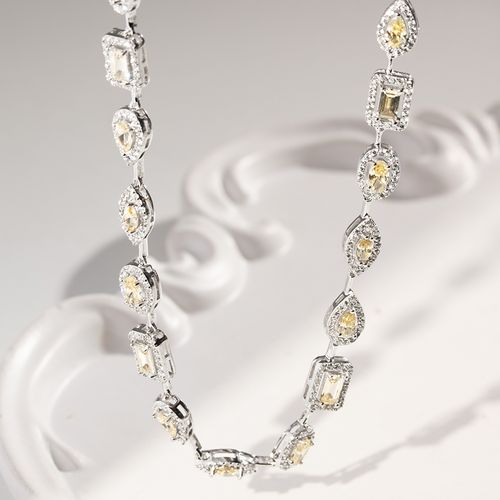 Colar Riviera Formas com Zircônias Fancy Yellow e Zircônia Brancas 42cm - Prata 925