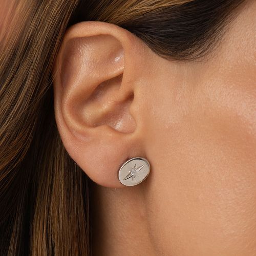 Brinco Estrela com Zircônias Brancas - Prata 925