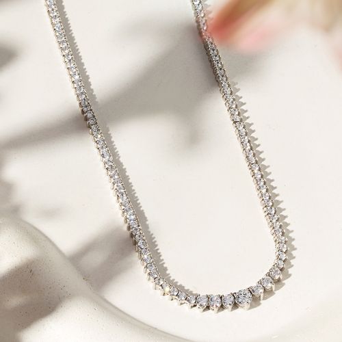 Colar Riviera Longa Inteira com Zircônias Brancas 60cm - Prata 925